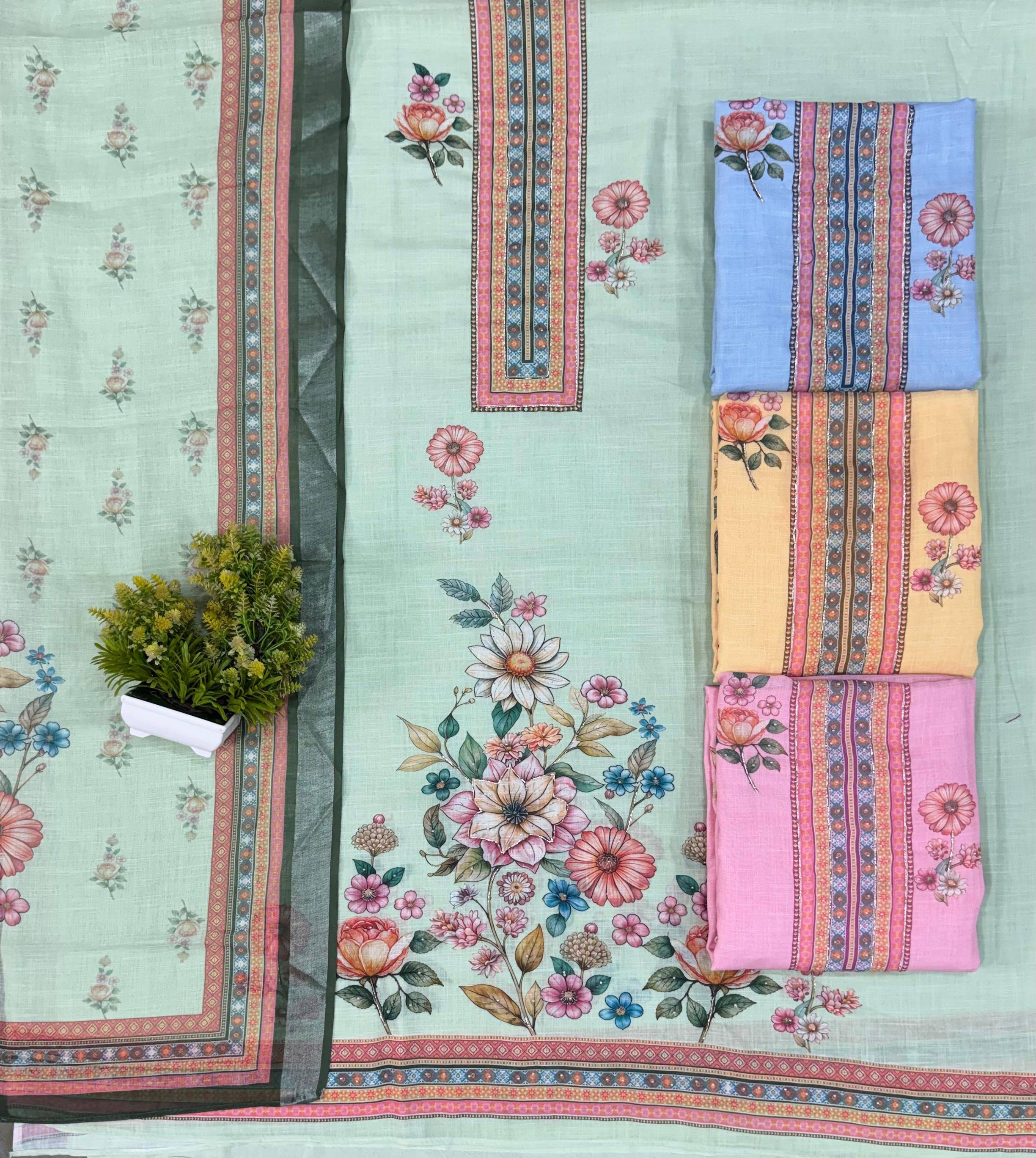 Linen Series By Shurooq Stylish Beautiful Colourful Linen Dresses At Wholesale Price